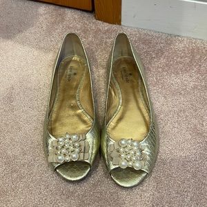 Kate Spade Open Toe Pearl Flats